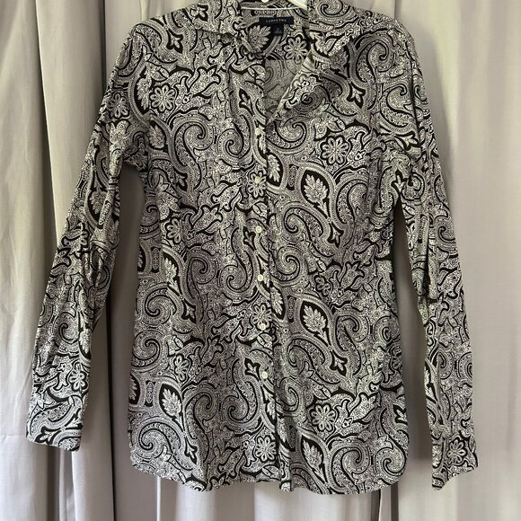 Lands End Paisley Button Up NWOT - Picture 2 of 6